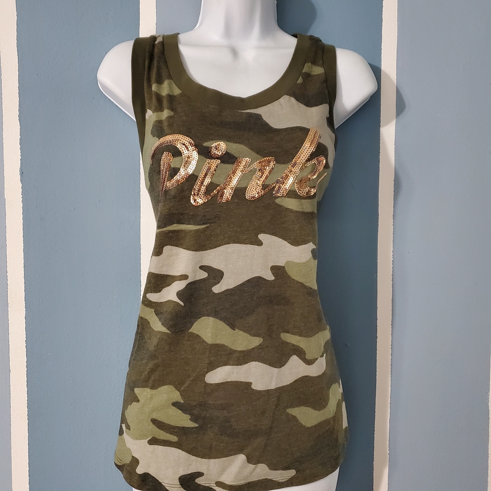 PINK Victoria's Secret Green Camo Tank Top
